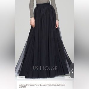 JJ’s House A-Line/Princess Floor Length Tulle Skirt in Steel Grey